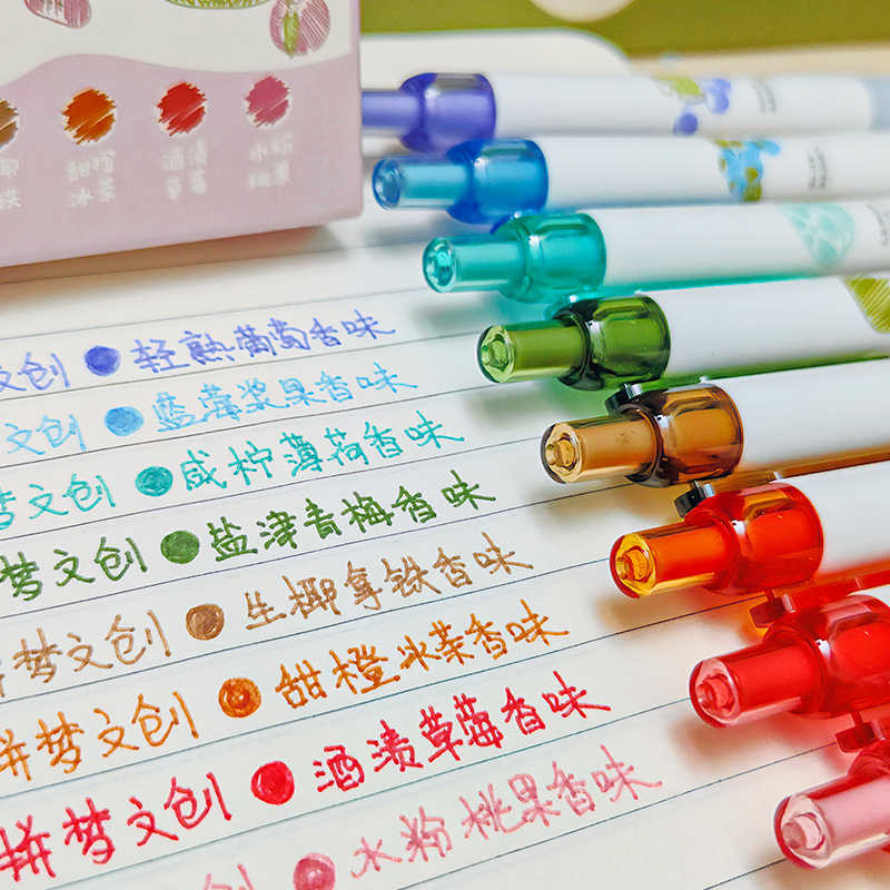 Creative Fruit Scented color Gel Pen Set 0.5mm St Nib Quick Drying Ink ...