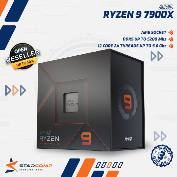 กล่องแคช Amd Ryzen 9 7900X BOX 4.7Ghz Up To 5.6Ghz Cache 64MB AM5-12 ...