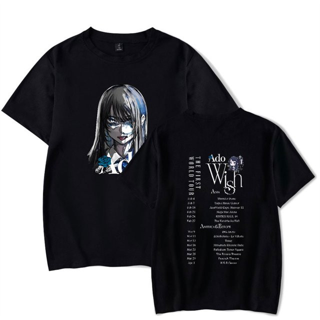 HOT เสื้อยืด Ado THE FIRST WORLD TOUR ''Wish'' เสื้อยืดแขนสั้นแฟน