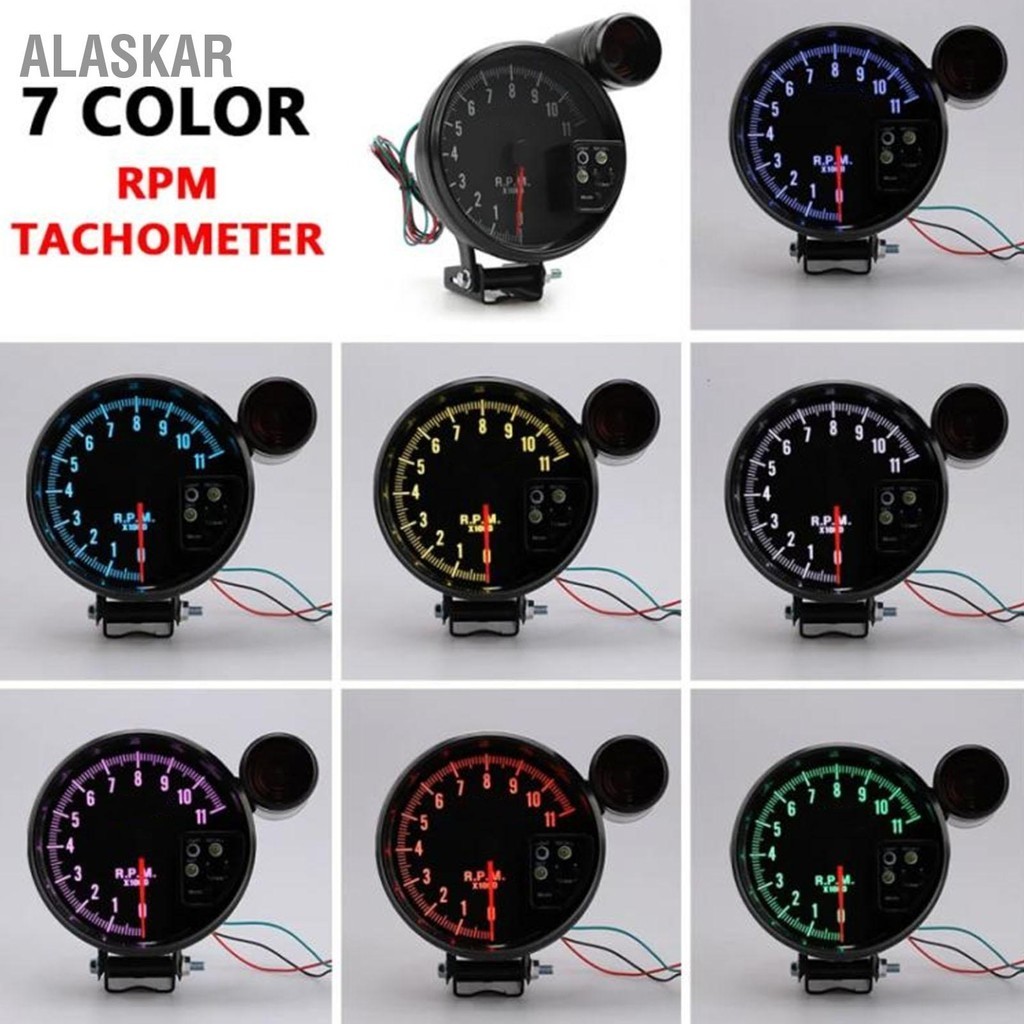 ALASKAR 12V 5in รถ TACHOMETER พร้อม LED Shift Light 7 สี 11 RPM สำหรับ ...