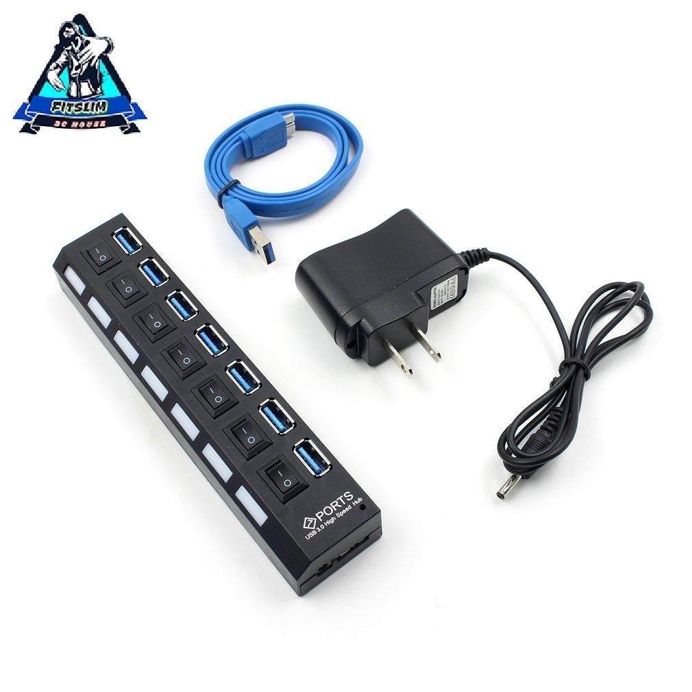 Compact USB 3.0 High Speed Hub With Separate 7-Ports With Power Supply ...