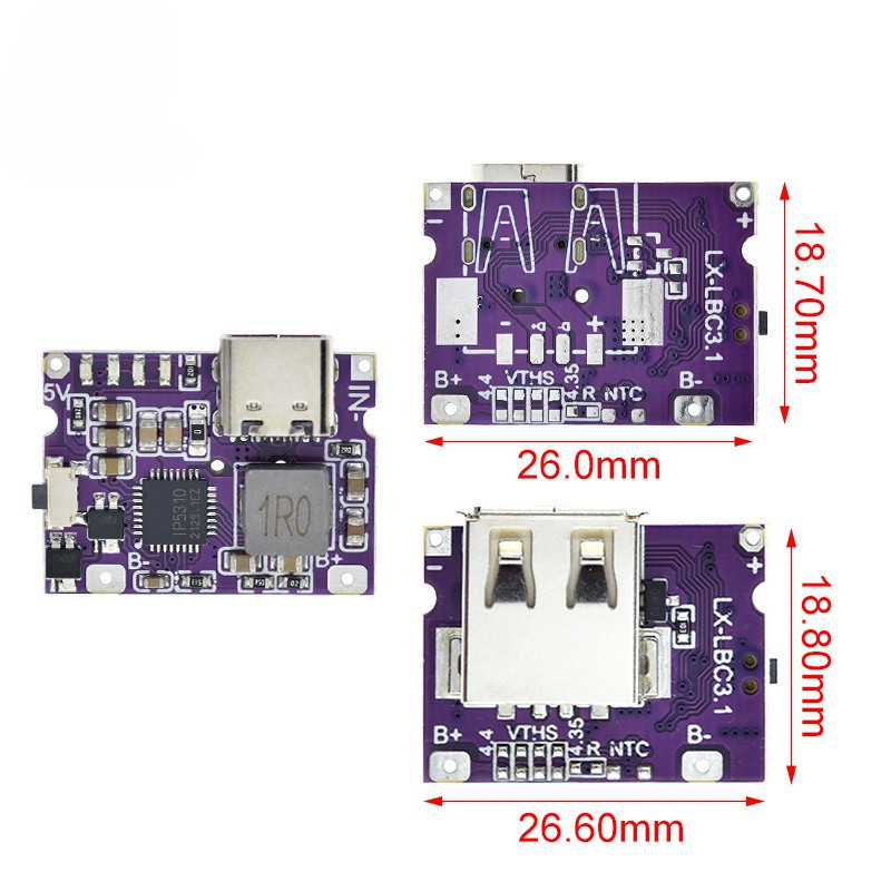 โมดูลพาวเวอร์แบงค์ Type-C USB 5V 3.1A IP5310 พร้อมสวิตช์ไฟ LED Type-C ...