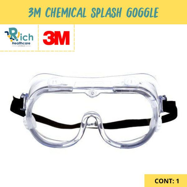 3M แว่นตากันกระแทก สีใส 3M chemical splash goggles (safety) | Shopee ...