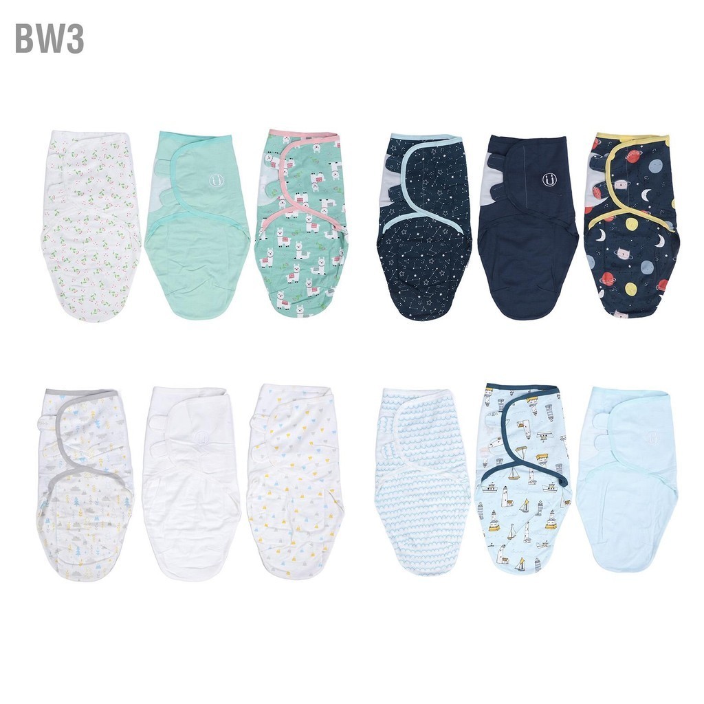 BW3 3 ชิ้น Baby Swaddle Sleep Sacks ผ้าห่ม ผ้าฝ้ายสำหรับทารกแรกเกิดอายุ ...