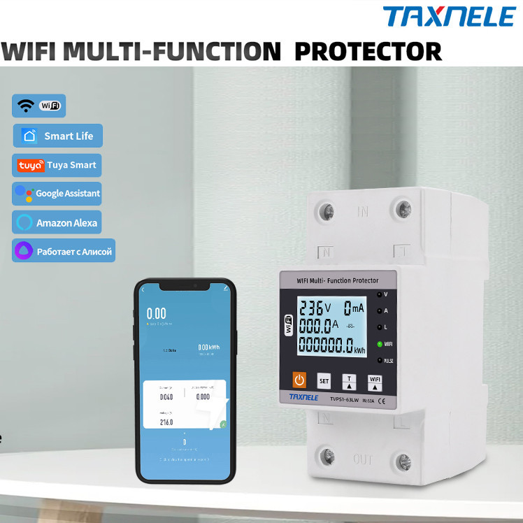 Taxnele TVPS1-63LW 63A TUYA WiFi รีเลย์เบรกเกอร์วงจรอัจฉริยะ ป้องกัน ...