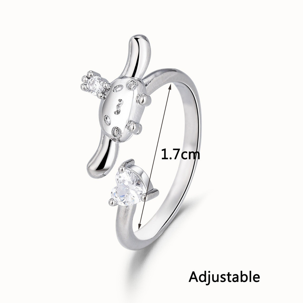 1 Multi style Premium Sense Silver Color Circle Girls Adjustable Open Sanrio Ring
