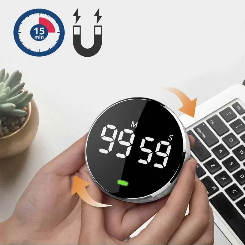 Round Digital Timer Stopwatch HD LED Electronic Studying Self Regulated ...