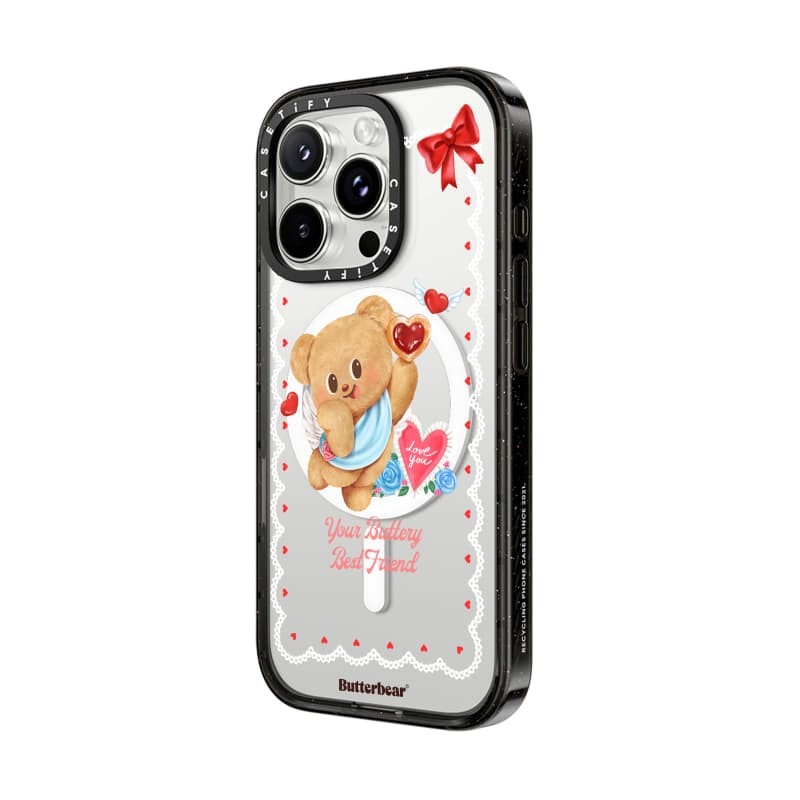 【楽天ランキング1位】 Casetify X Edge Black Custom Butterbear Angel Butterbear iPhoneアクセサリー