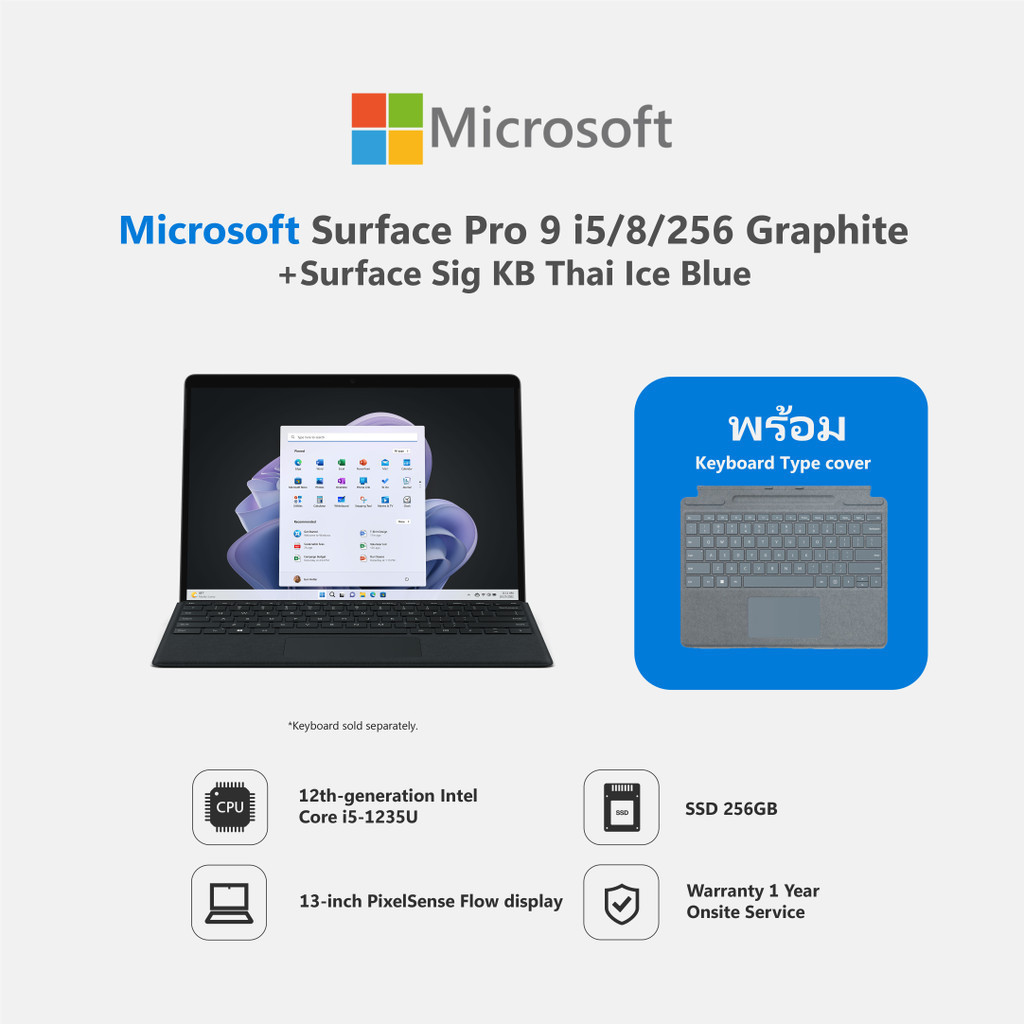 Microsoft Surface Pro 9 i5/8/256 Graphite+Microsoft Surface Sig KB Thai ...