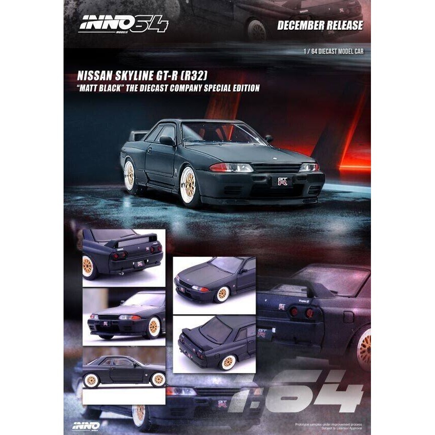 INNO64 1/64 Nissan Skyline GT-R (R32) Matt Black Special Edition IN64 ...