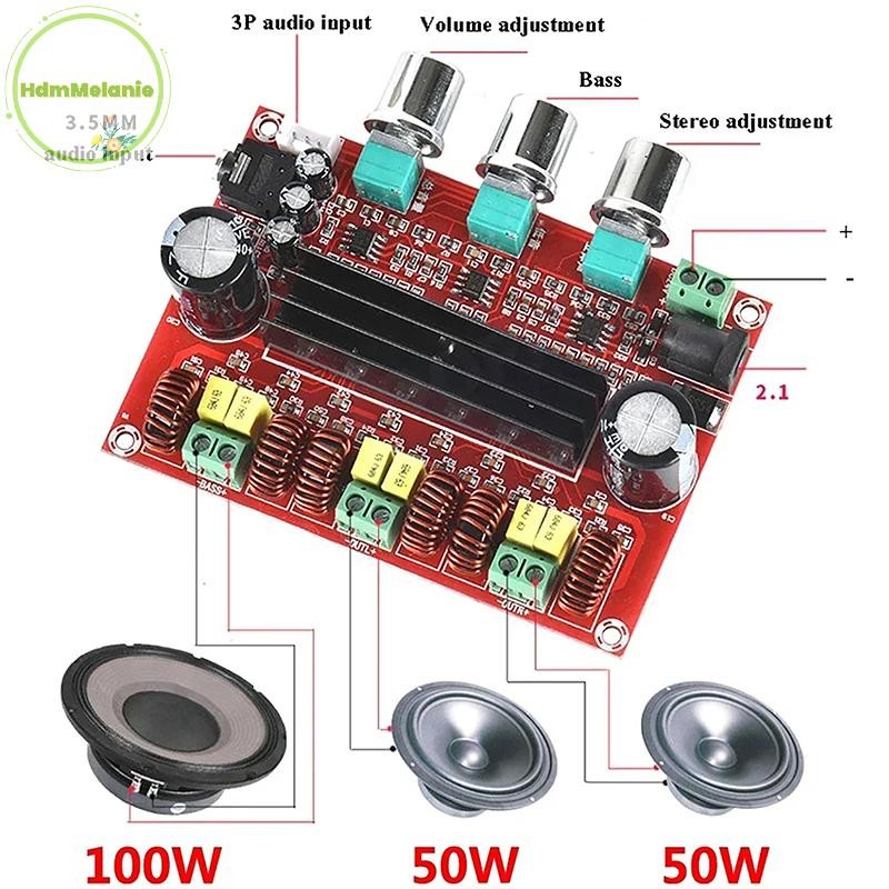 Hdmm TPA3116D2 ช่อง 2.1 ซับวูฟเฟอร์ดิจิตอลเครื่องขยายเสียงโมดูล XH-M139 ...