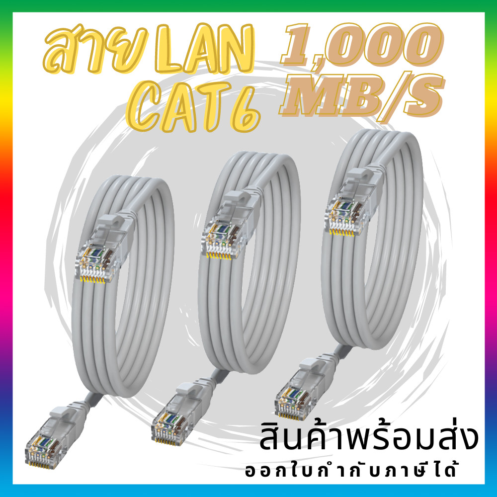 สายแลน cat6 สายUTP Rj45 ความเร็วสูง 1000Mbps Lan cable Cat6 Network ...