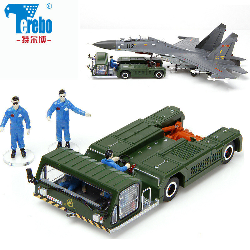 Alloy Car Model Simulation J-11 Fighter Tractor Trailer Static Military ...