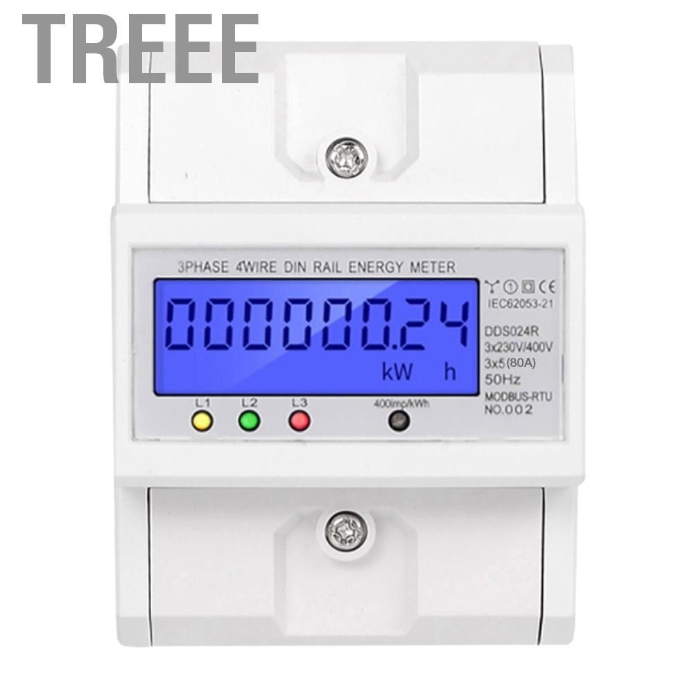 Treee energy meter 3 Phase 4 Wire DIN Rail Power Consumption Energy ...