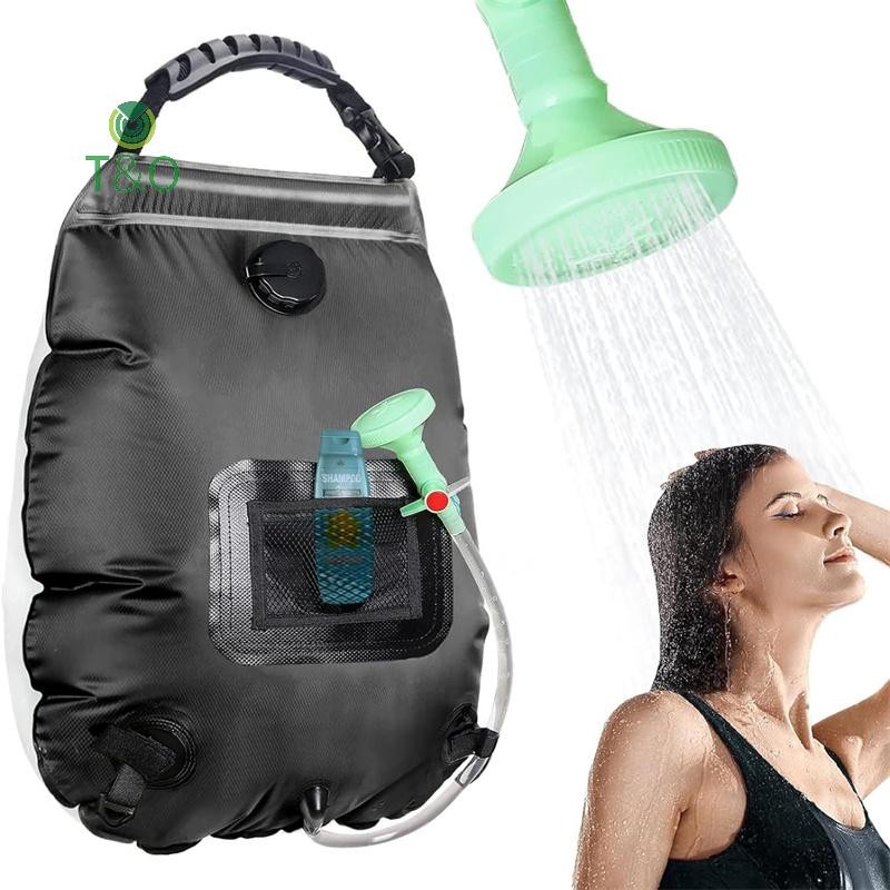 T&o Solar Portable Shower Bag, 5 Gal/20L Solar Heating Camping Shower ...
