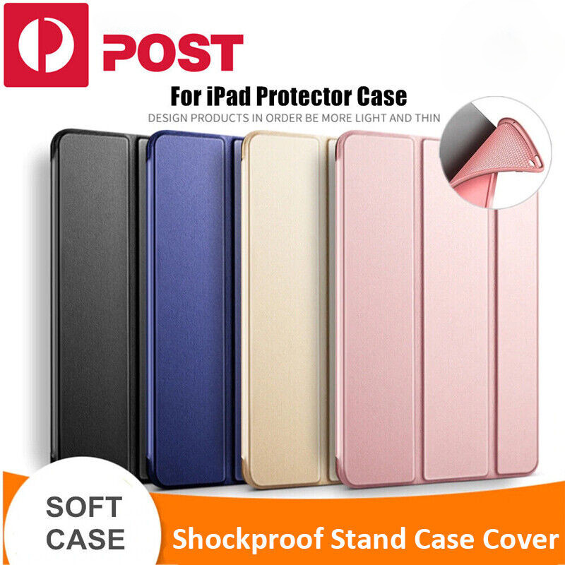 Leather Case For IPad 5/6/7/8/9/10/11th Gen & Air - Black Tan Folio Cover