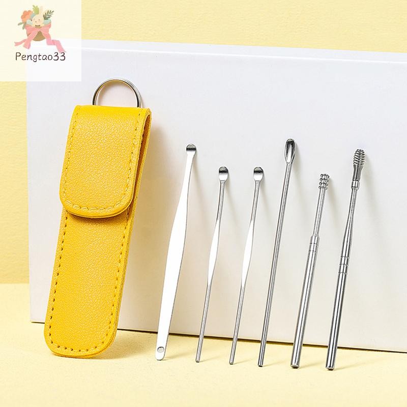 [ใหม่] 6 ชิ้น/เซ็ต Ear Wax Pickers Earpick Wax Remover ชุดเจาะสแตนเลส ...