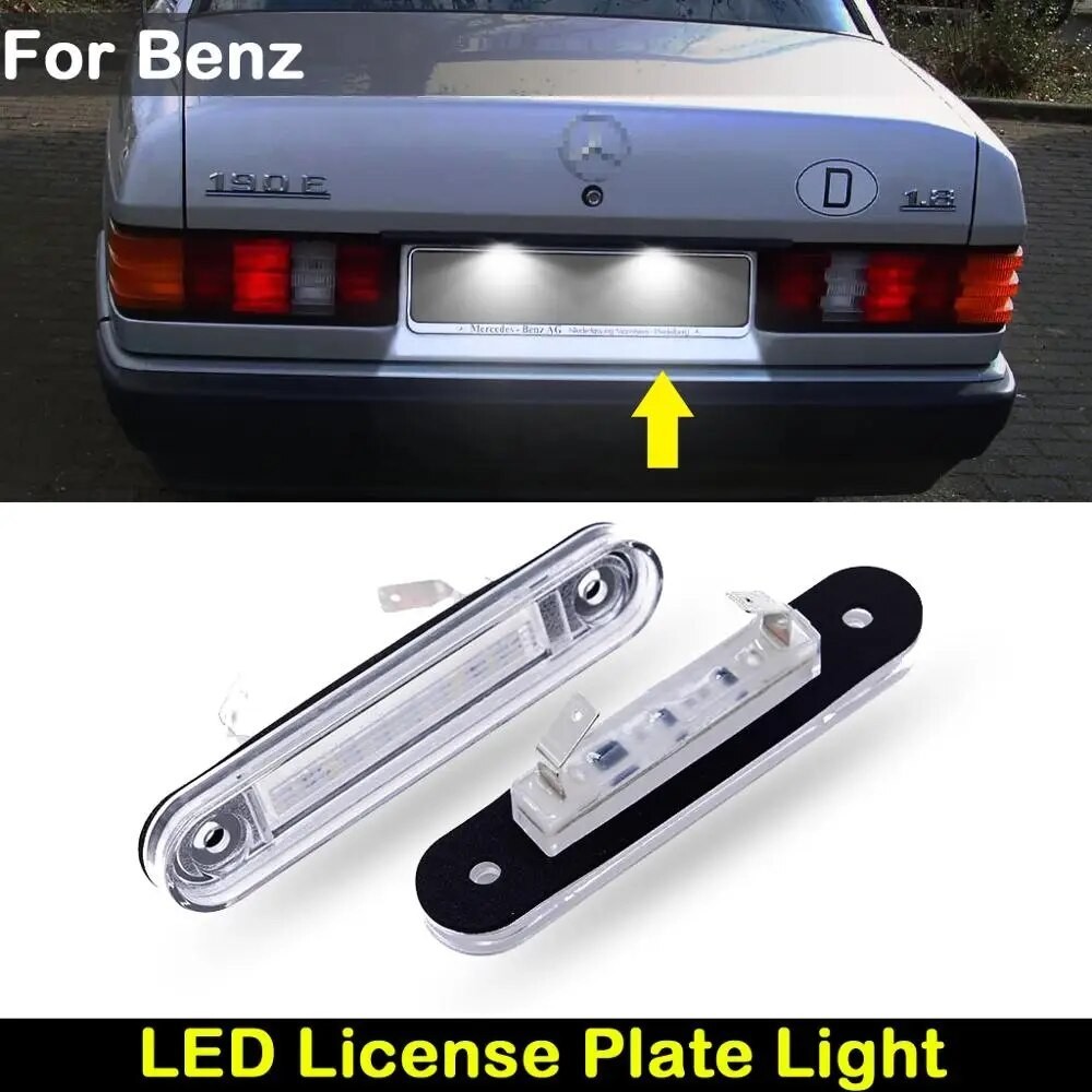 BENZ ไฟส่องป้ายทะเบียน license plate light W201 190E แคนบัส LED ป้าย ...