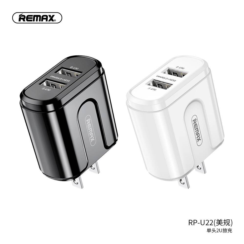 REMAX หัวชาร์จ รุ่นRP-U22 2.4A อะแดปเตอร์ ชาร์จด่วน 2USB Charger ...
