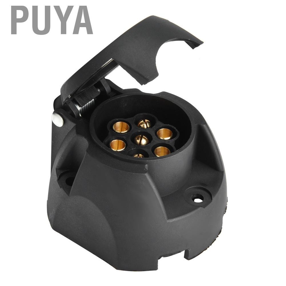 Puya Trailer Plug Connector Copper Number 7 Black Plastic Round Truck ...