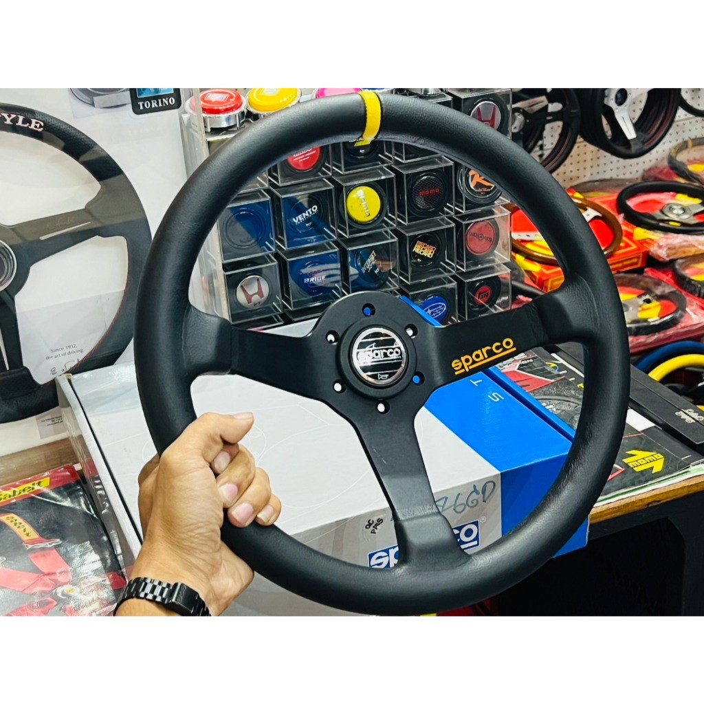 Sparco Streeing Wheel R325 พวงแท้มือสอง หนังเรียบ ก้านยก แตรแท้ ตรงรุ่น ...