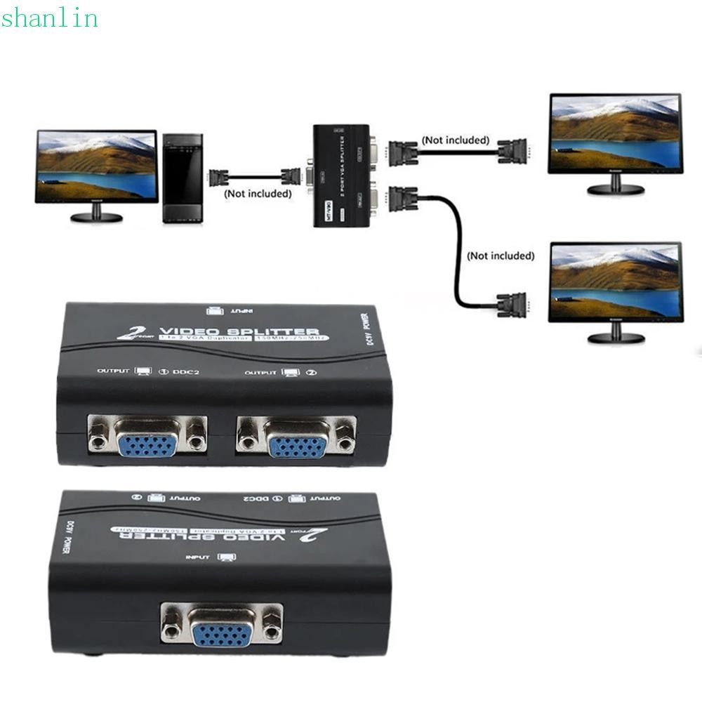 Shanlin VGA Splitter 2 Port 1 PC to 2 Monitor Split Screen Video ...