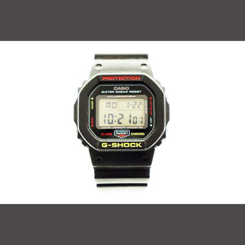 Lunette Noire Casio G-Shock DW-5600CMB-1 – Inscriptions Rouges Et Jaunes – Neuve