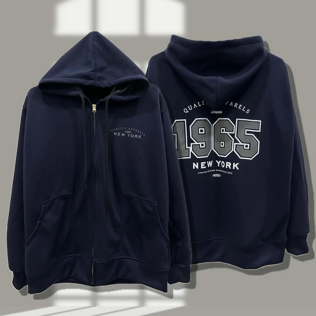 เสื้อคลุมแขนยาว New york 1965 เสื้อกันหนาว มีฮู้ด สกรีนใหม่ สีดำ กากี ครีม กรม แดง กาแฟ https://wayoza.com