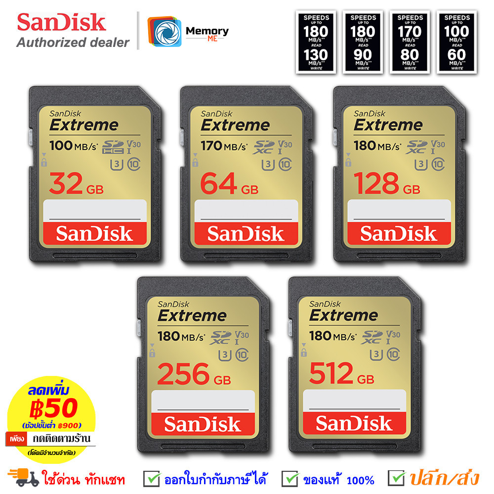 SANDISK SDcard Extreme 32GB/64GB/128GB/256GB [180MB/s] UHSI U3 C10 V30