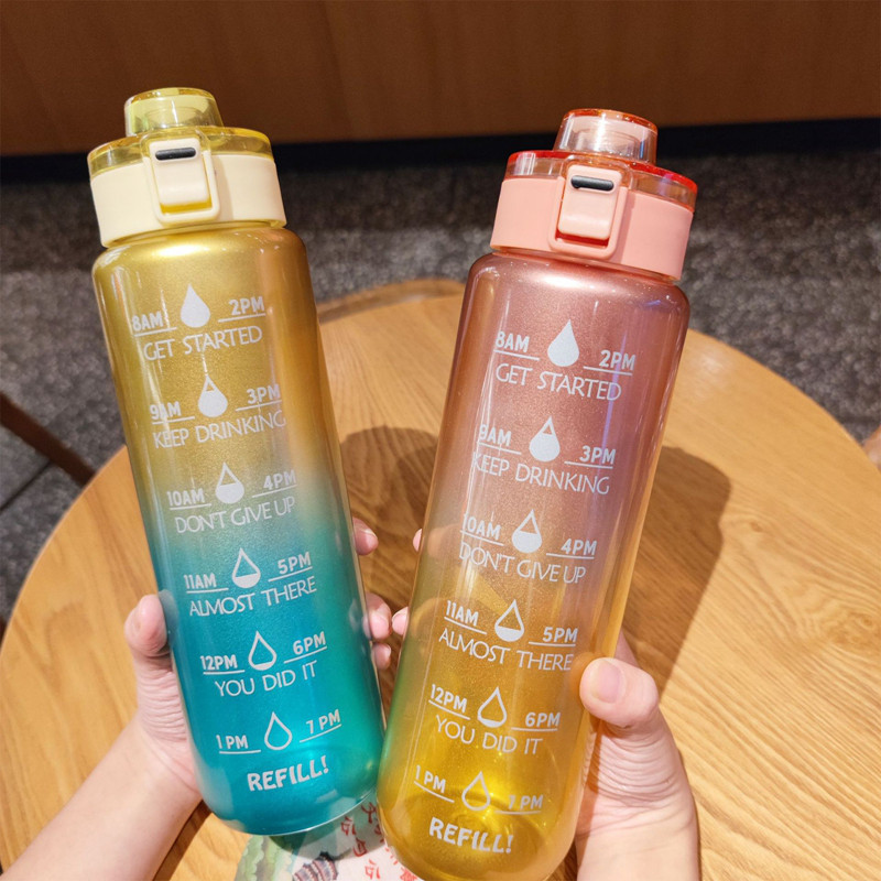 Moneyc แก้วน้ําพลาสติก ไล่โทนสี ประดับมุก แบบพกพา หลากสี | Shopee Thailand