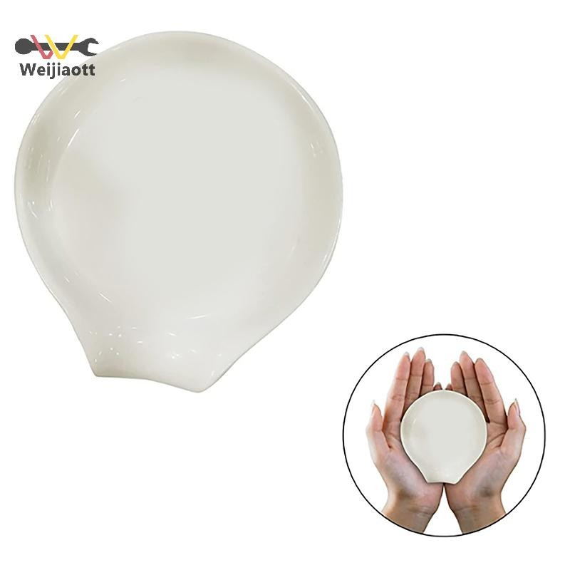 เว่ยเจียวตต์ ช้อนเซรามิกอเนกประสงค์ส่วนที่เหลือแผ่นช้อนสีขาวผู้ถือช้อน ...