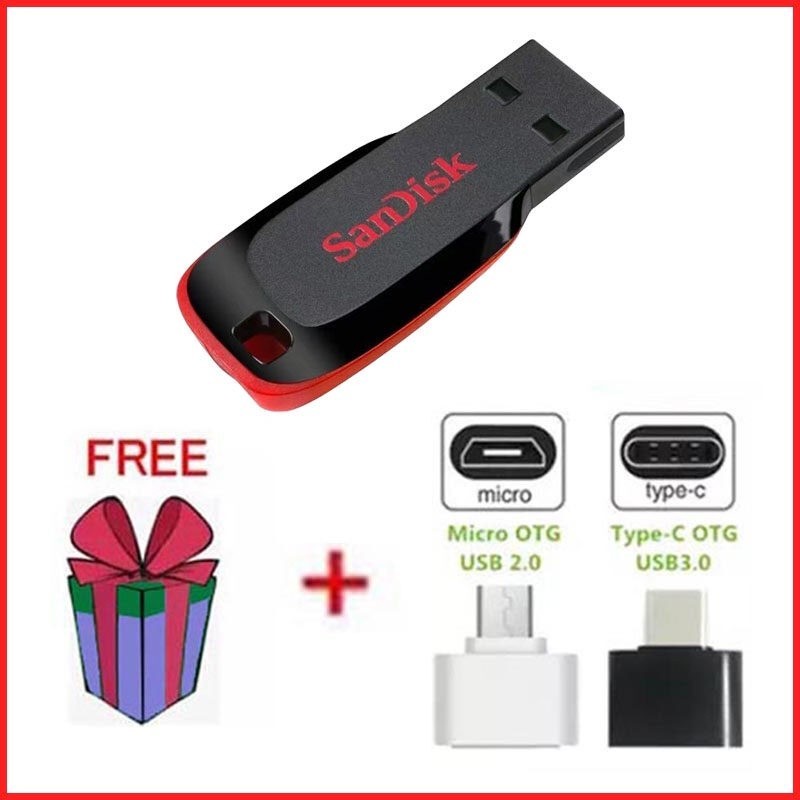 SanDisk Cruzer Blade USB Flash Drive – 16GB, 32GB, 64GB, 128GB – USB 2.0 Portable Storage – Black