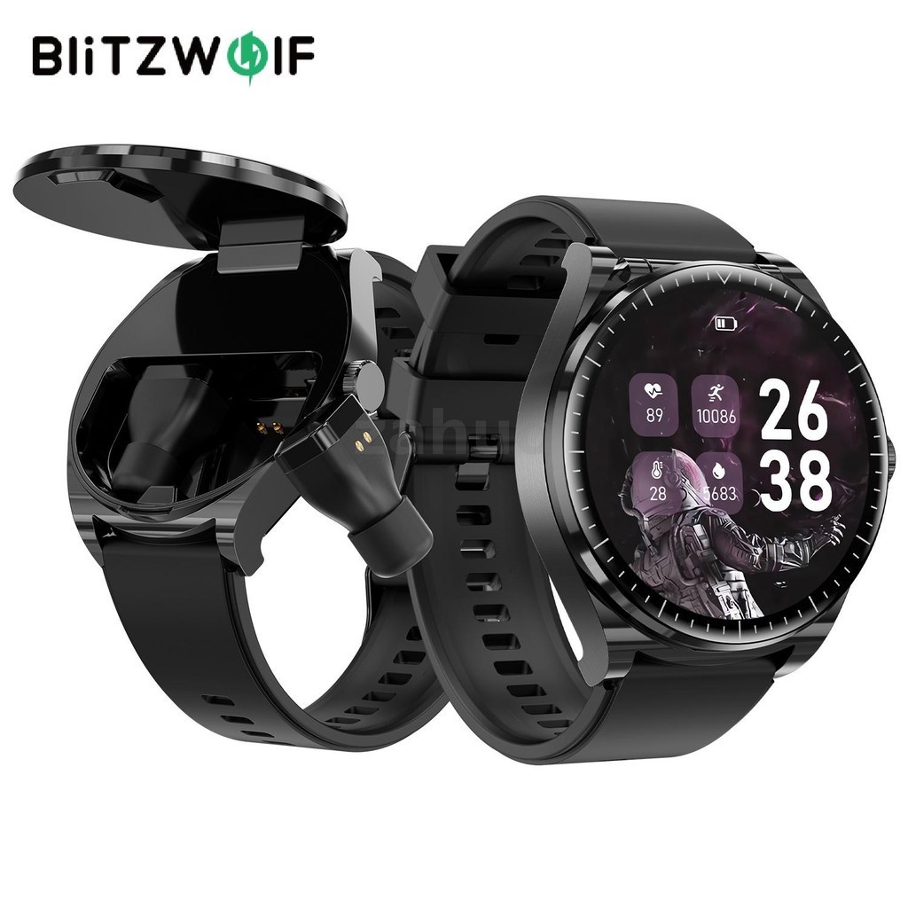 Blitzwolf® Bw-hw1 สมาร์ทวอทช์ เชื่อมต่อบลูทูธ 1.53 นิ้ว HD 2 in 1 วัด ...