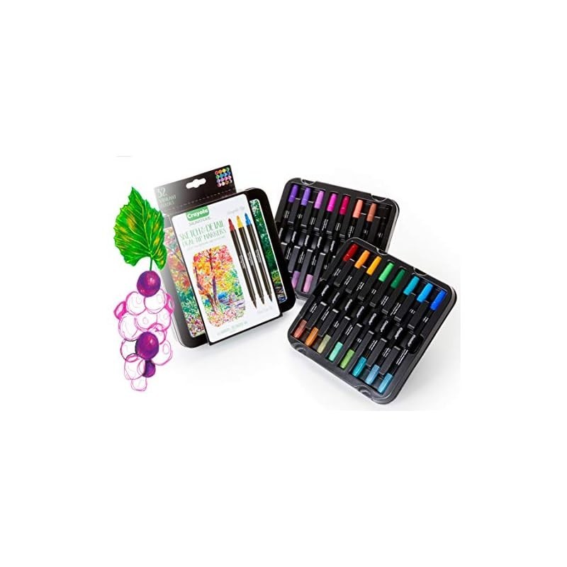 Crayola marker pens, drawing, signature twin-color sketch pens, 32 ...