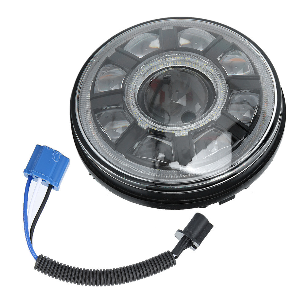 LED Headlight 7inch Rounded Headlamp Assembly Fit for Jeep Wrangler JK
