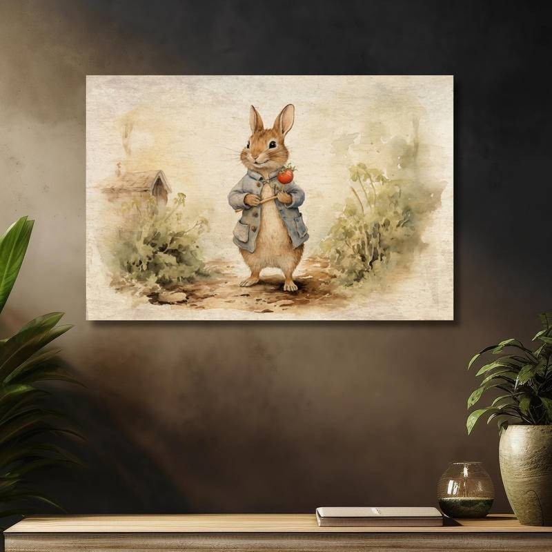 Vintage Peter Rabbit โปสเตอร์ผ้าใบพิมพ์วรรณกรรม Art Bearx Potter Spring ...