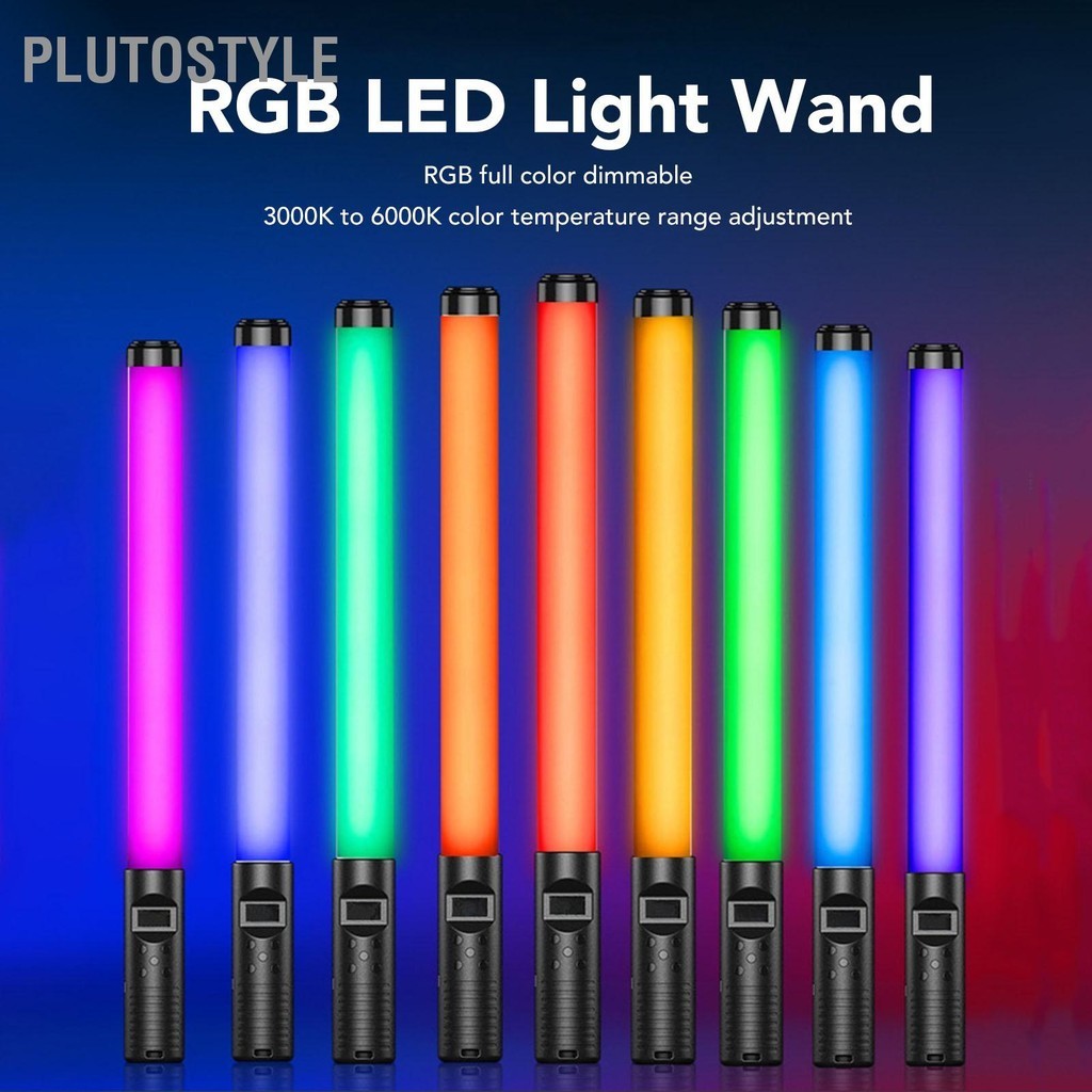 PLUTOSTYLE RGB LED Light Wand 3000K ถึง 6000K 2600mAh หรี่แสงได้ Video ...