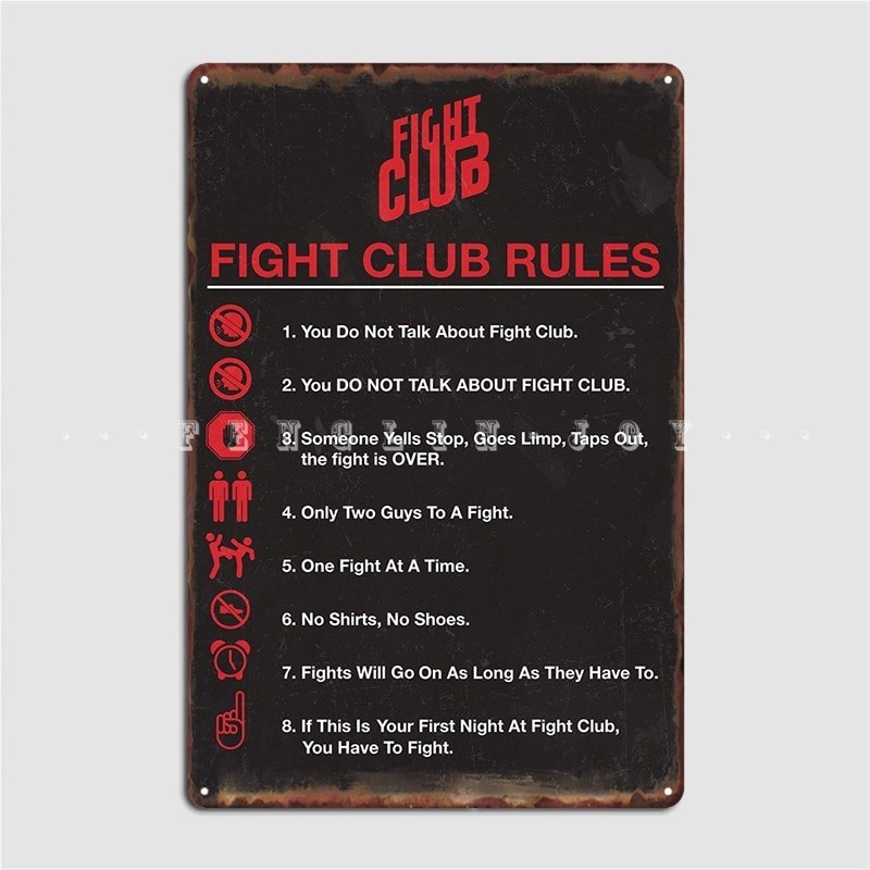 โปสเตอร์โลหะดีบุก ลาย Fight Club Rules สําหรับตกแต่งผนังโรงรถ | Shopee ...