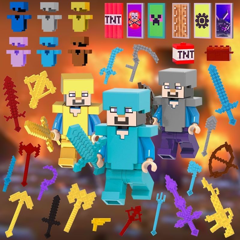 Minecraft Building Block Minifigure ครบชุด minecraft สินค้า Steve his ...