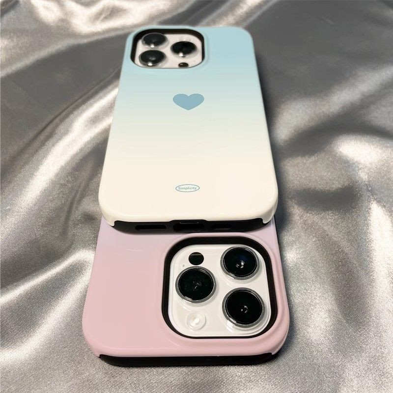 Two-in-one เคสโทรศัพท์มือถือแบบแข็ง ไล่โทนสี ลายหัวใจ สําหรับ Iphone ...