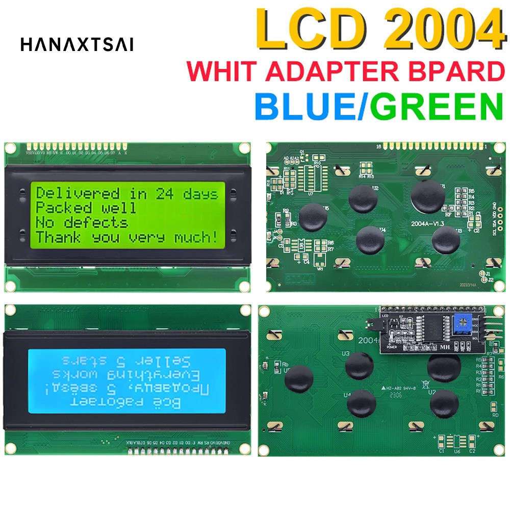 โมดูลอะแดปเตอร์หน้าจอ LCD2004+I2C 2004 20x4 2004A HD44780 พร้อม IIC I2C ...