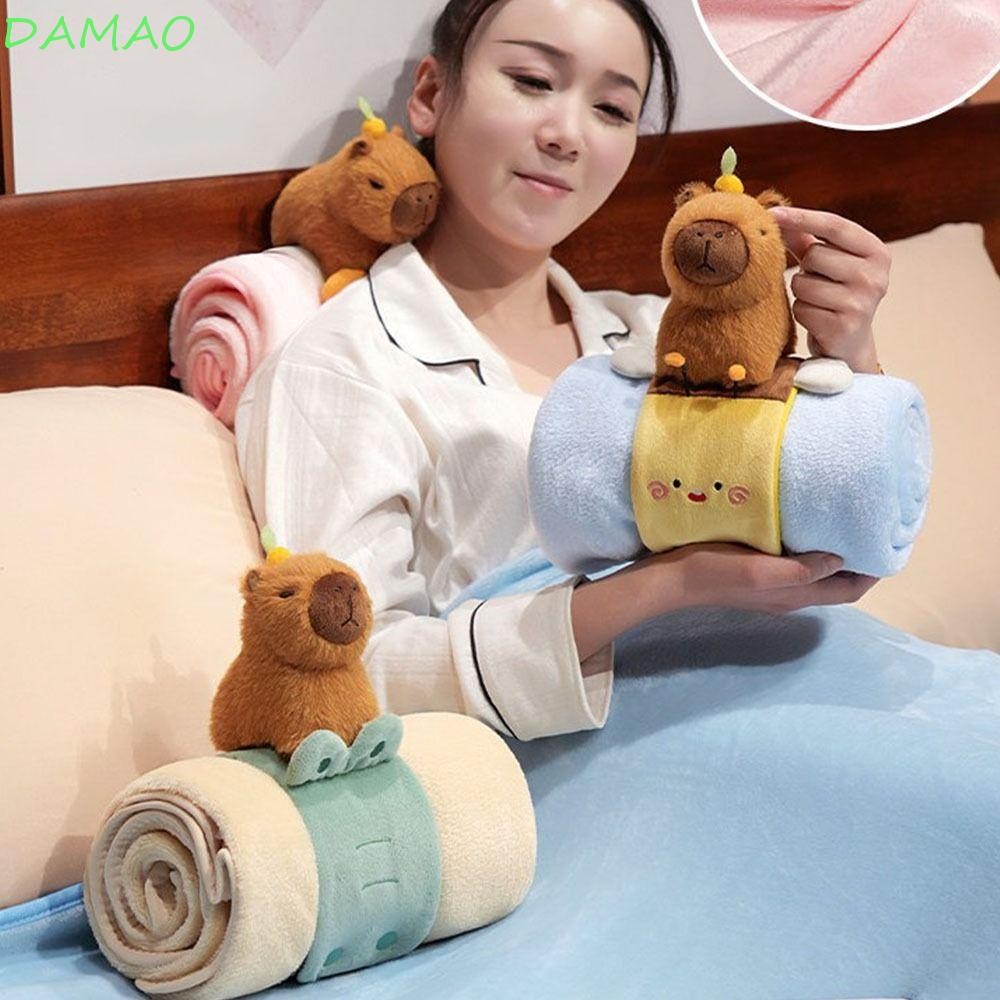ผ้าห่มเครื่องปรับอากาศ DAMAO, ผ้าฝ้ายรูปสัตว์ Capybara Plush Roll-matt ...