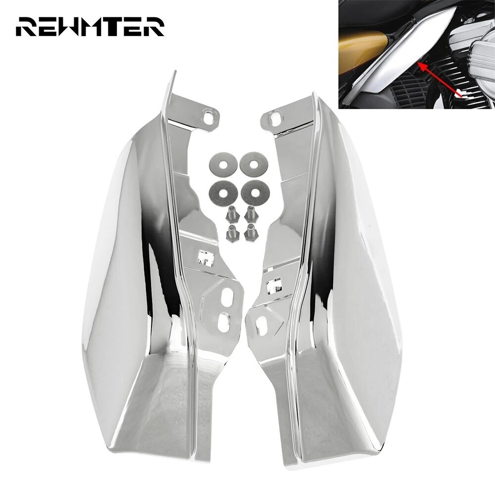 Chrome Mid-Frame Air Deflector Heat Shields For 2001-2008 Harley Touring Models - Road King, Electra Glide