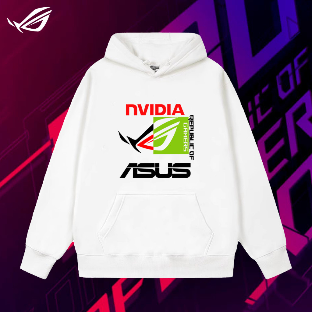 เสื้อฮู้ดผ้าฝ้ายเ แขนสั้น พิมพ์ลาย Nvidia X Asus Rog Republic Of Gamers ...