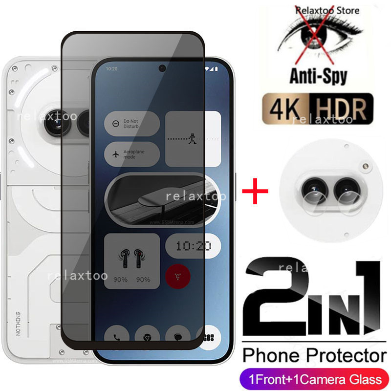 2in1 Privacy Screen Protect Glass Phone Film For Nothing Phone (2A) (2 ...