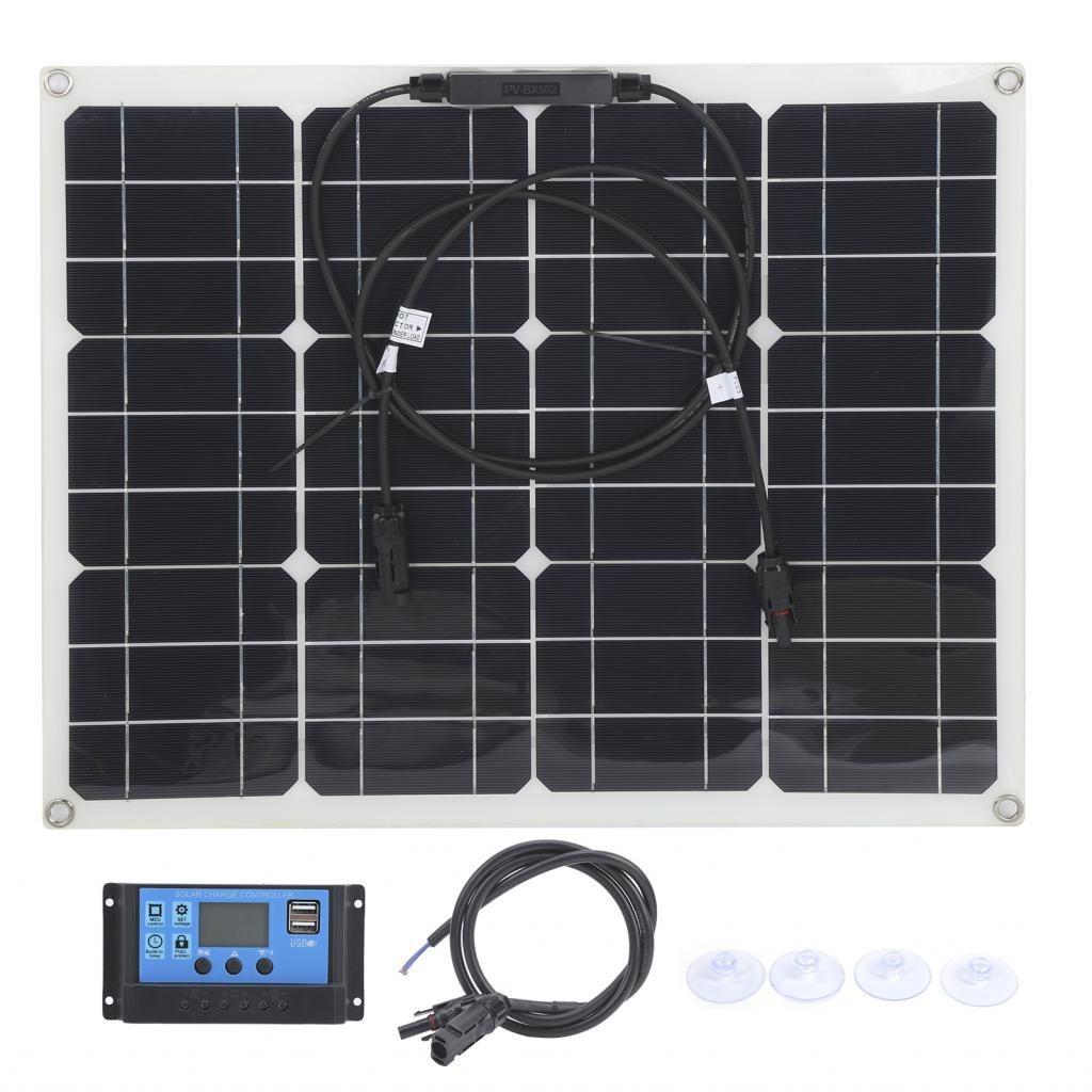 40W Solar Panel Dual USB With 12V/24V PWM Controller 3.3ft Extension ...