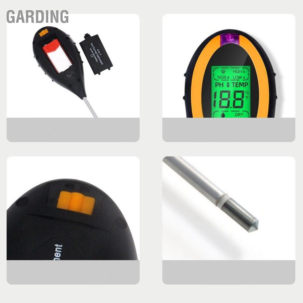 Garding LCD เครื่องทดสอบดินปิดอัตโนมัติ Sensitive Probe ความชื้นดิน PH ...