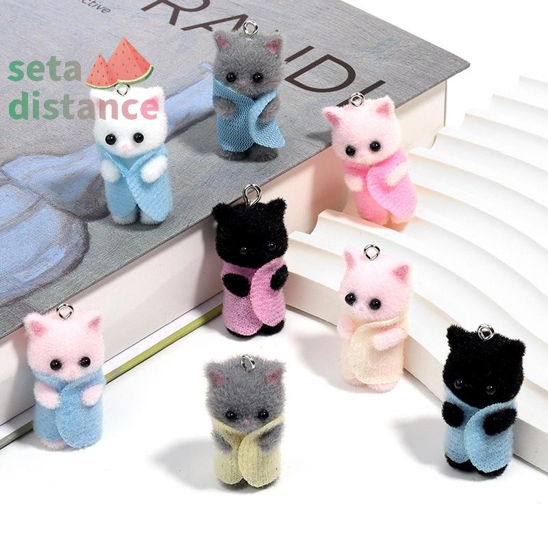 [Setad] 3d Flocking Cat Charm ต่างหูพวงกุญแจจี้ DIY หัตถกรรม ...