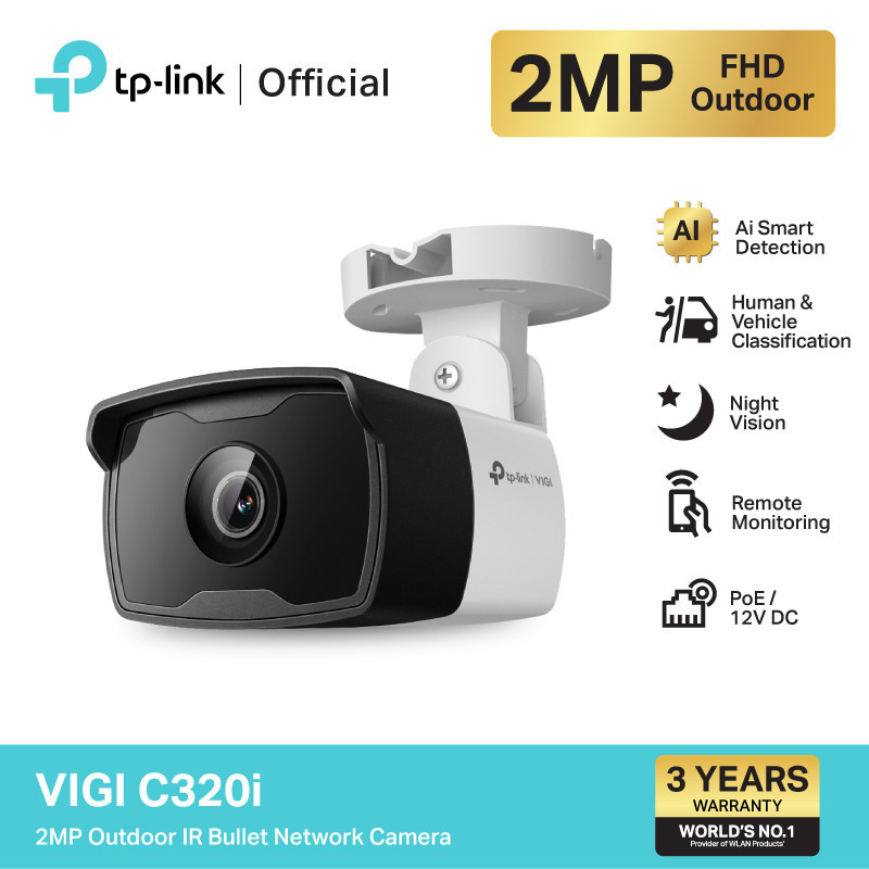 TP-Link VIGI C320I (4mm) กล้องวงจรปิด VIGI 2MP Outdoor IR Bullet ...