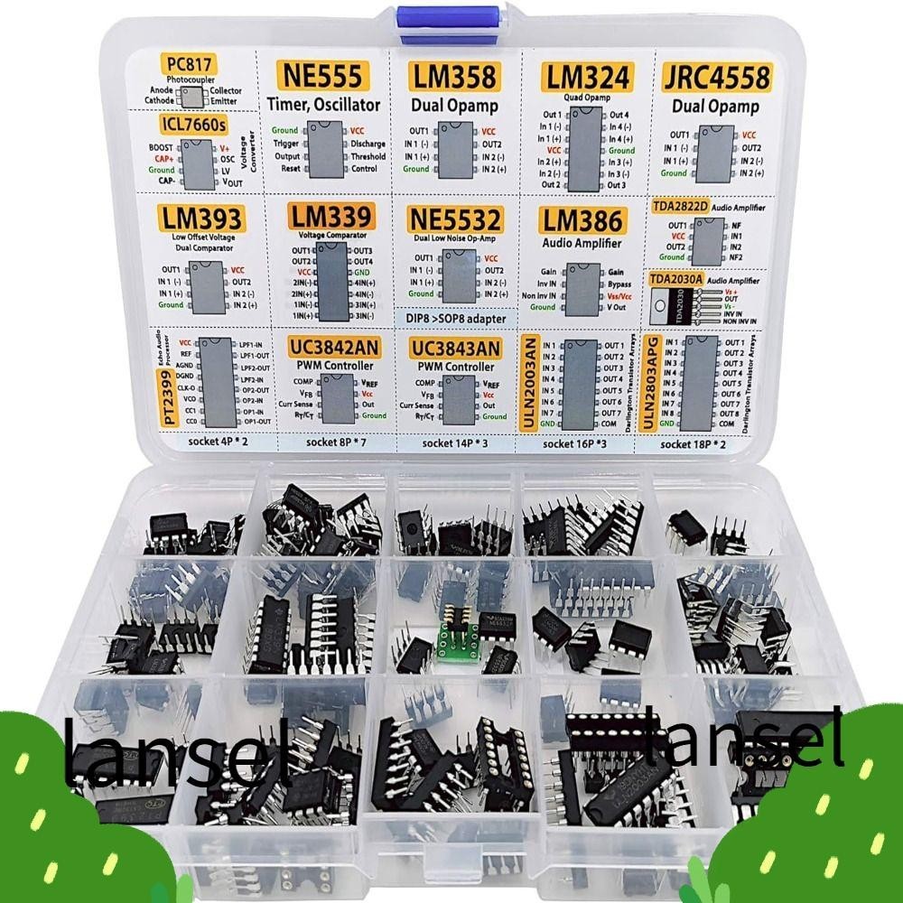 Glarks 63-delige IC-chipsortiment inclusief LM358, LM324, LM386